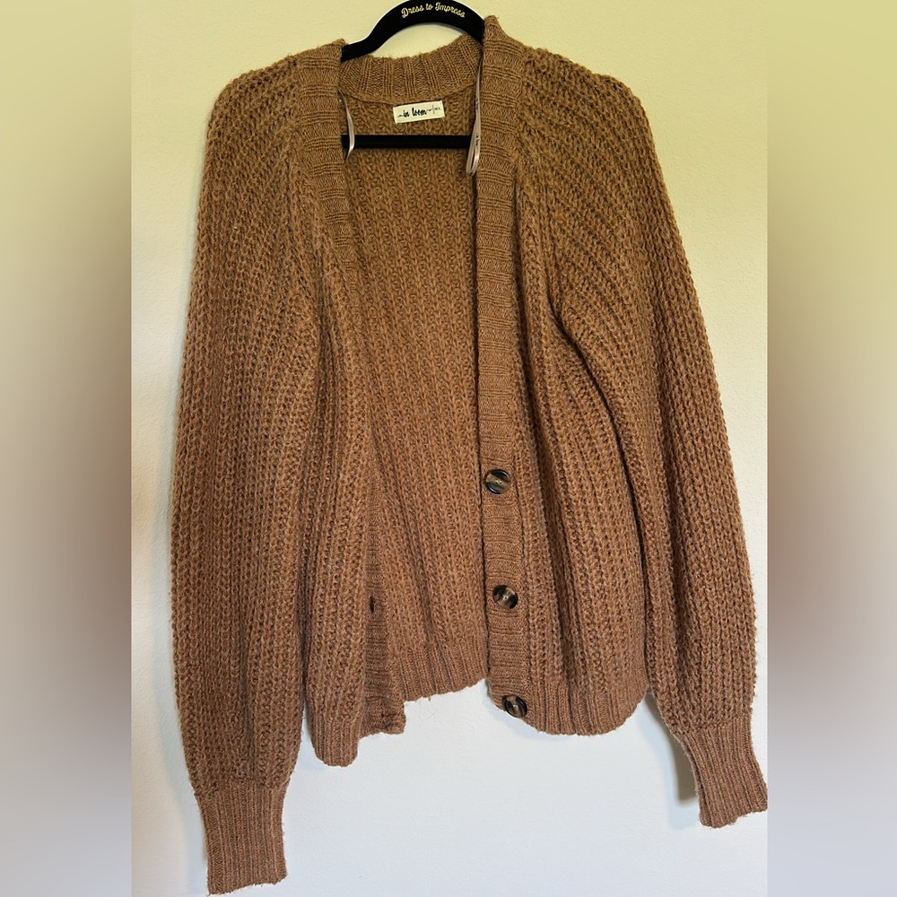 Tan Knit Cardigan Sweater